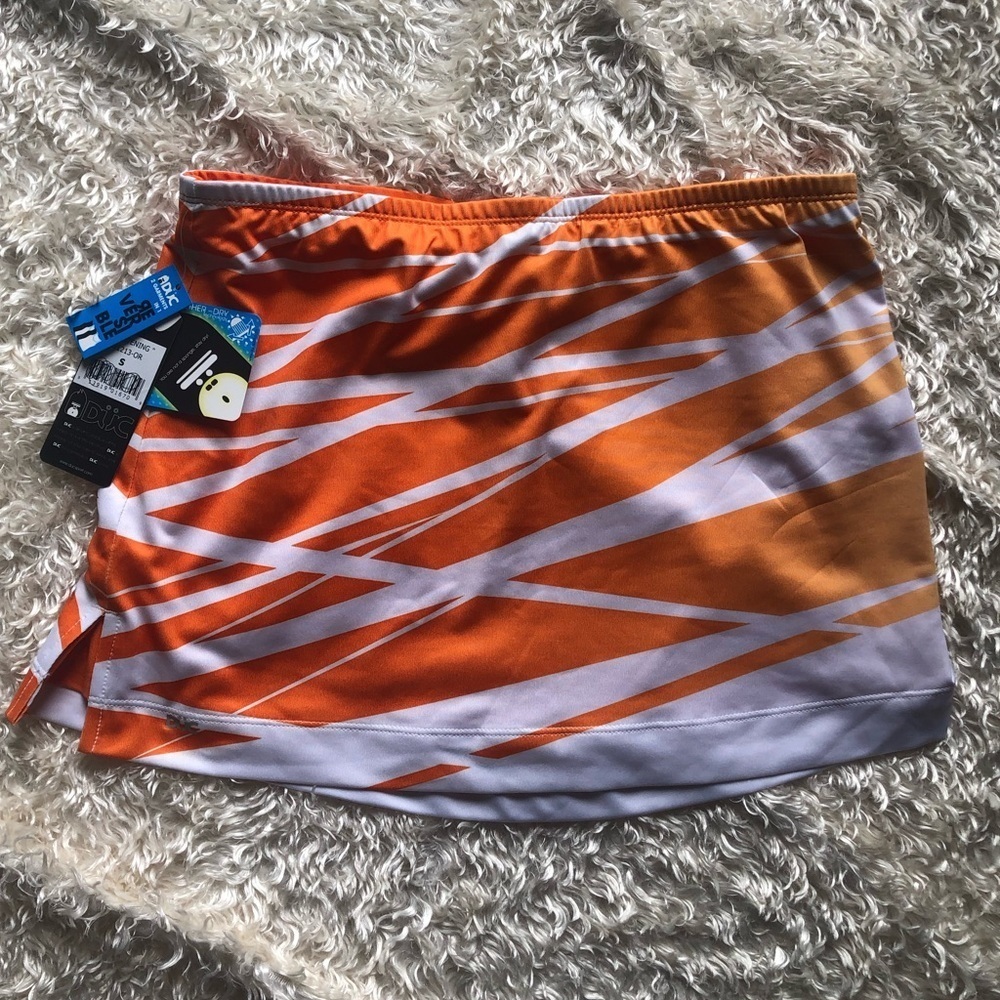 DUC Sport Lightning Reversible Orange & White UV Protection Tennis Skirt Size S